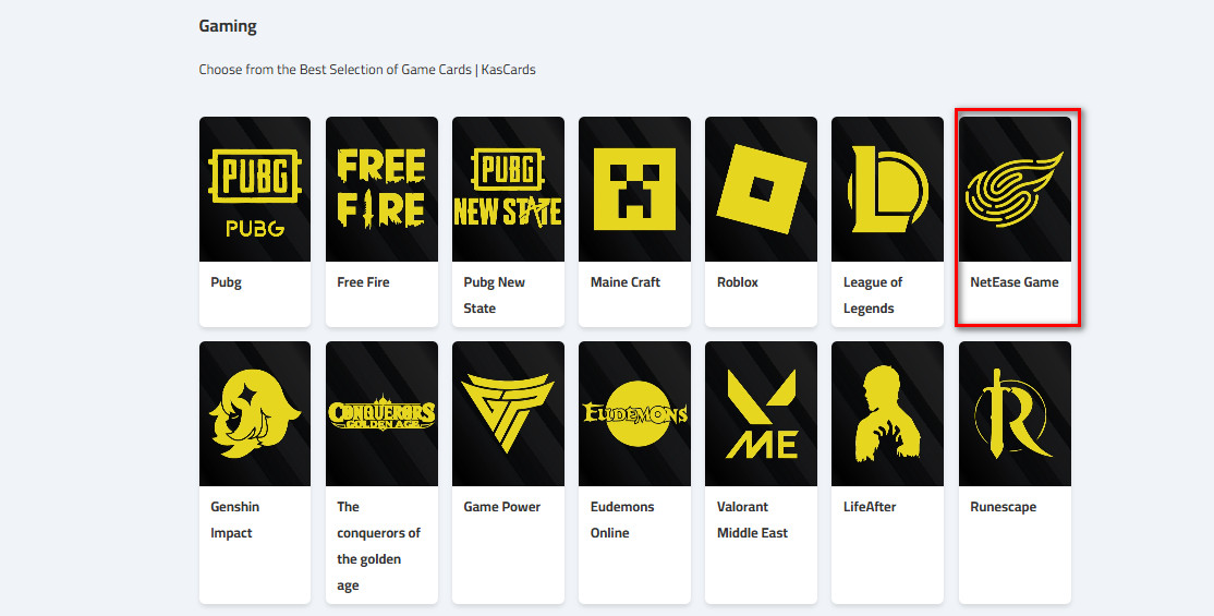 How to buy NetEase Games cards form Kascards