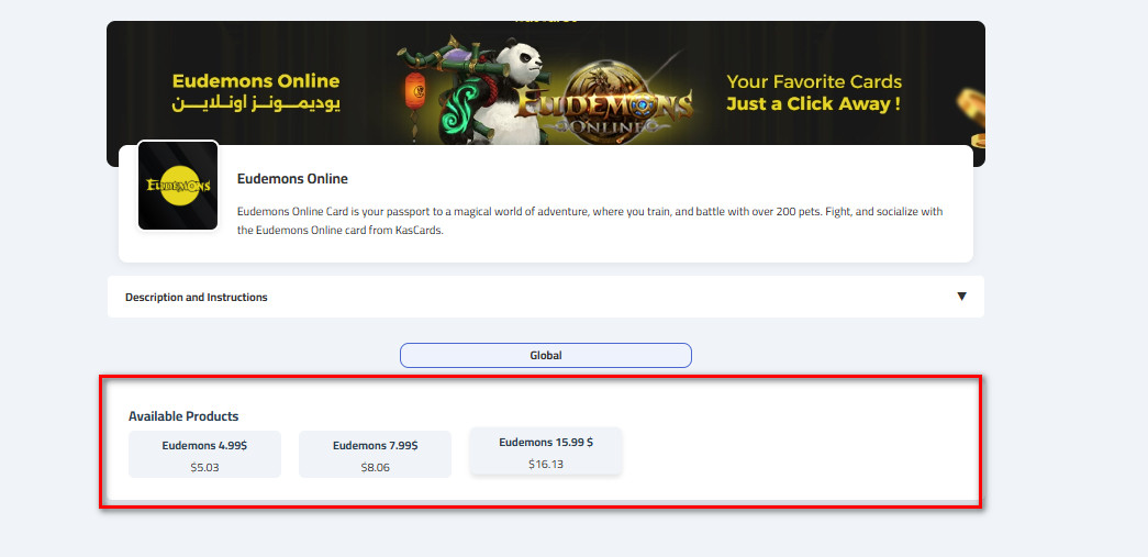 How to buy Eudemons Online cards from Kascards