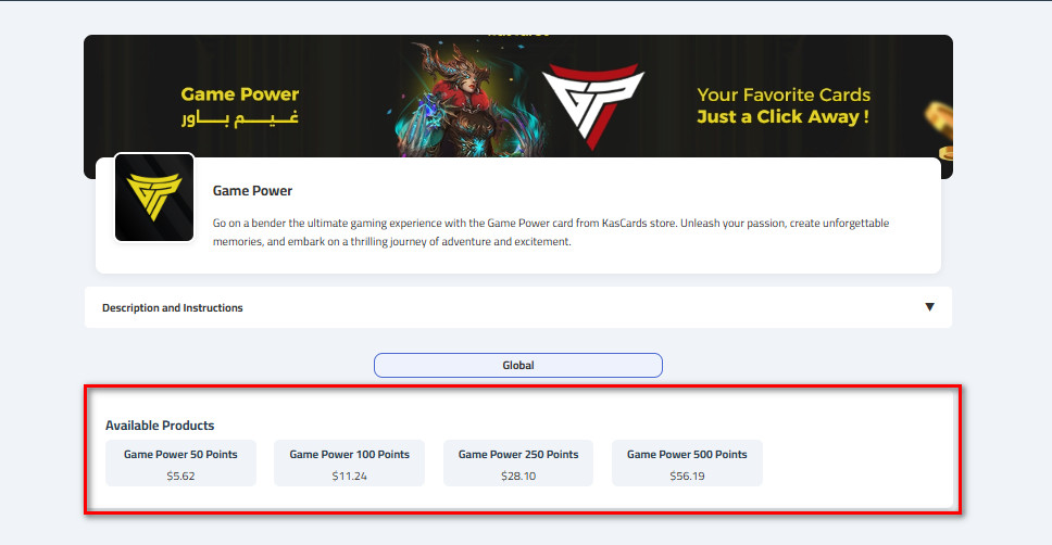 How to buy Game Power cards from Kascard